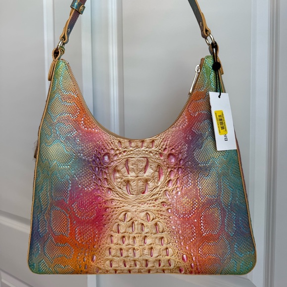 Brahmin Multi Abalone Tabitha Shoulder Bag Tri-Color Cobra Snake Embossed - Picture 8 of 9